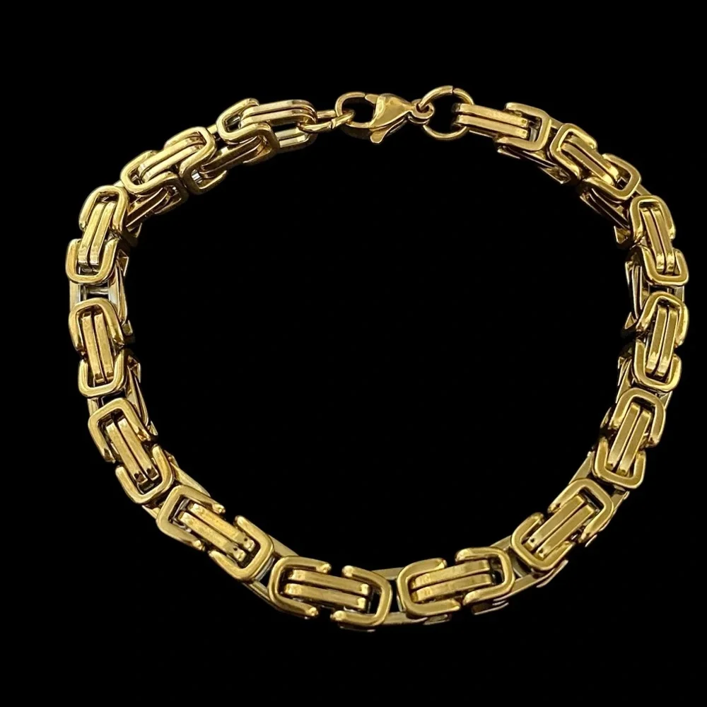 Gold plated Stainless Steel 8.3 inch 7mm width bracelet